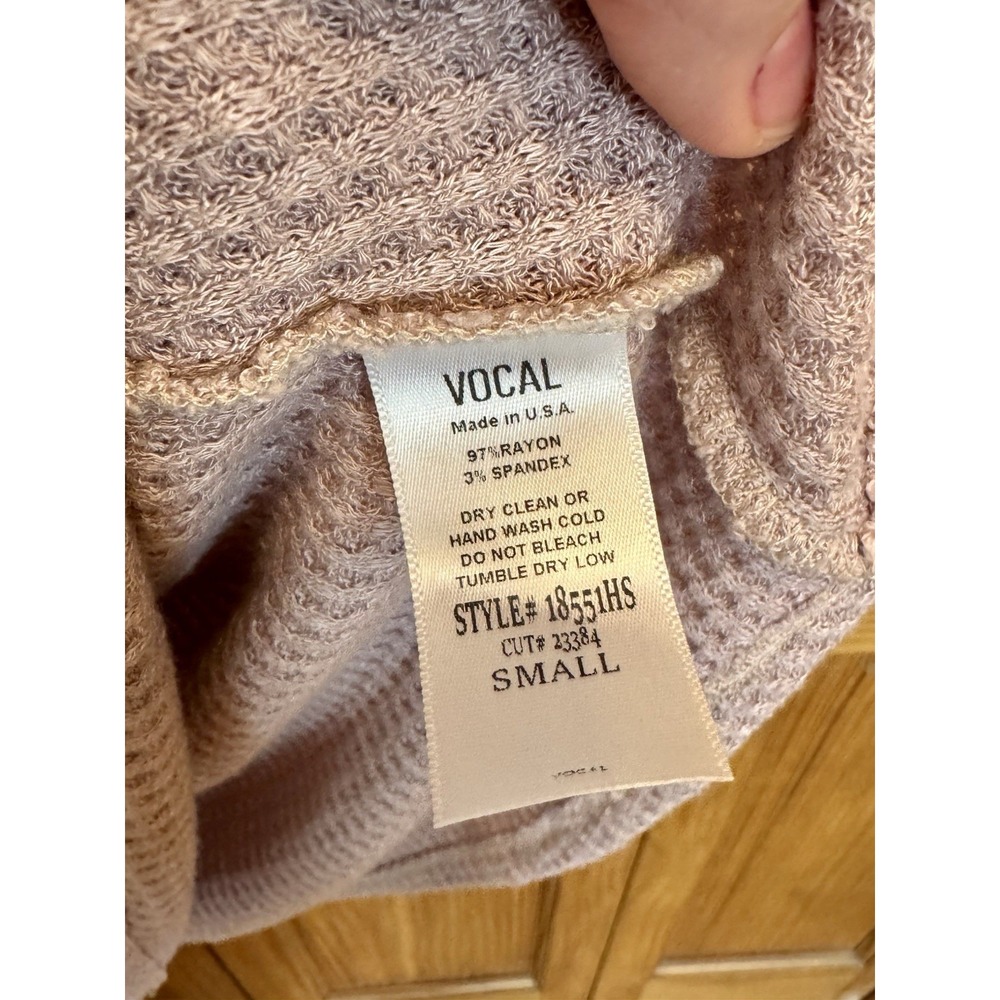 Vocal USA Women's Y2k Light Purple Embellished‎ Hooded Long Sleeve Top Waffle S - Picture 4 of 7